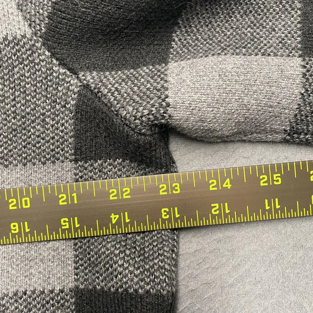 Banana Republic Sweater Mens Large Gray Plaid Shawl‎ Collar Pullover Tight-Knit